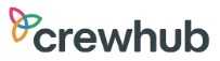 Crewhub-Logo mit drei ineinandergreifenden, bunten Schleifen auf der linken Seite und dem Wort Crewhub in fetten, dunklen Kleinbuchstaben auf der rechten Seite.