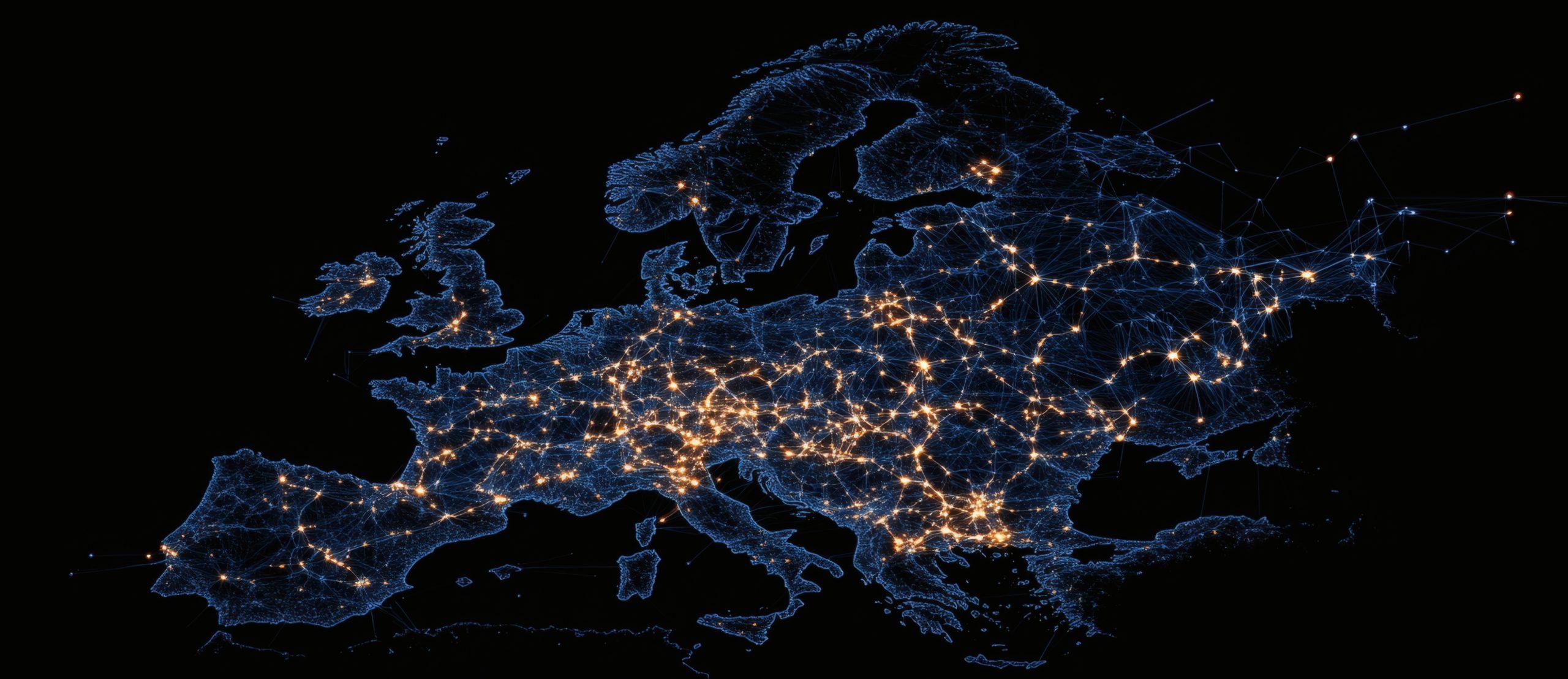 Vernetztes Europa bei Nacht