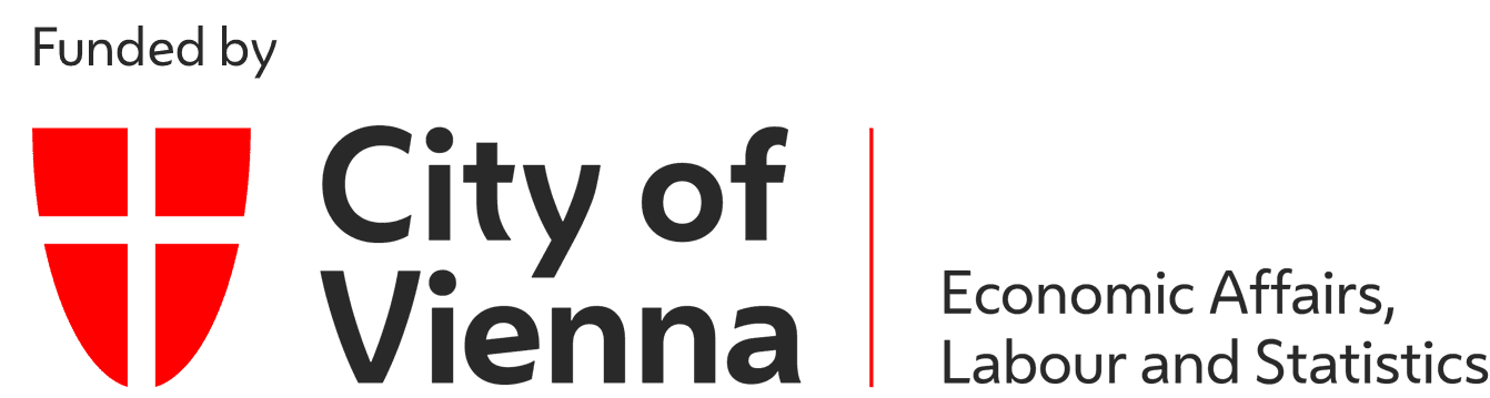 Logo and Text: Funded by Citiy of Vienna - Economic Affairs, Labour and Statistics