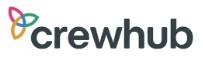 Crewhub-Logo mit drei ineinandergreifenden, bunten Schleifen auf der linken Seite und dem Wort Crewhub in fetten, dunklen Kleinbuchstaben auf der rechten Seite.