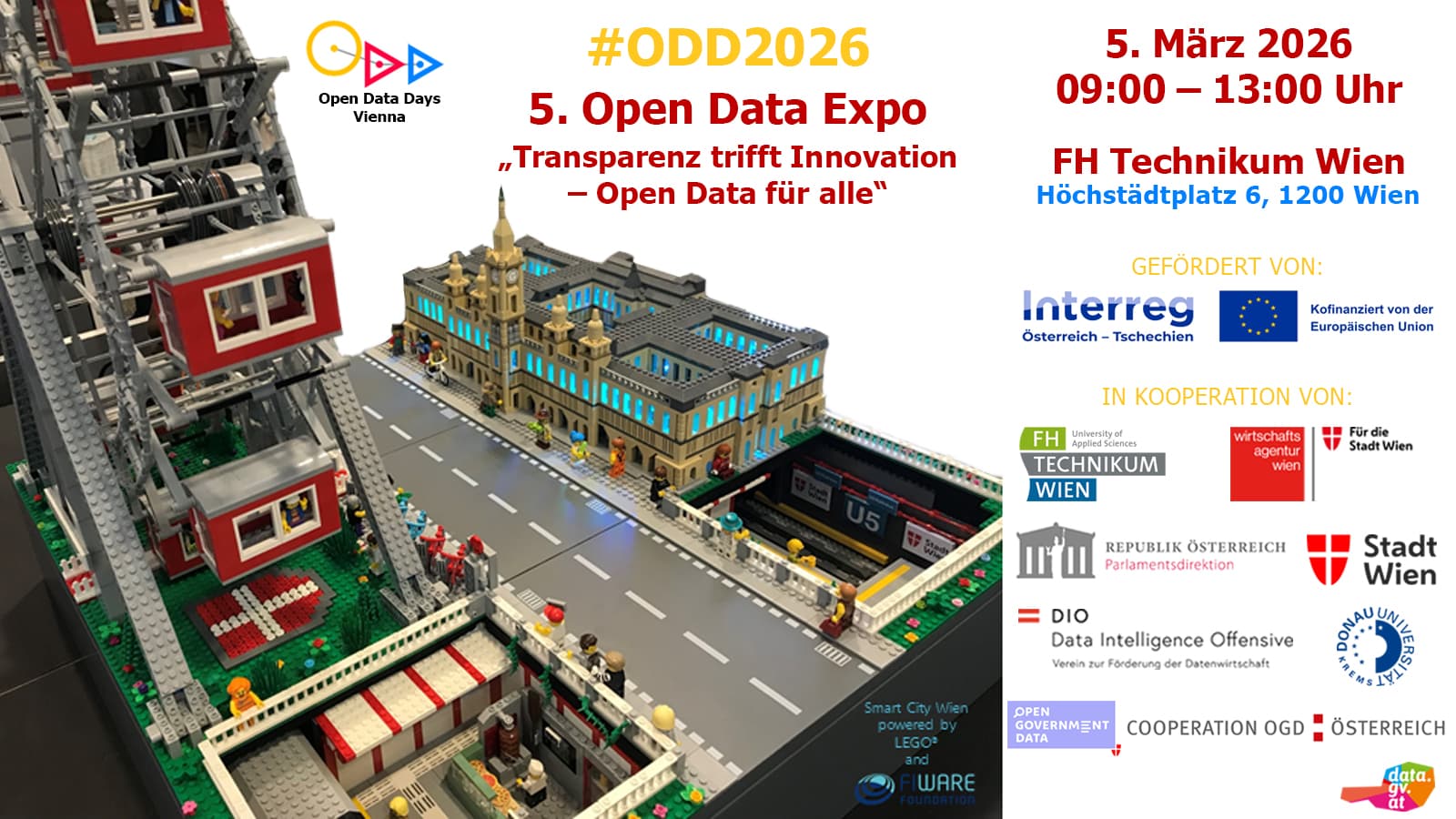 Flyer zur Bewergung der 5. Open Data Expo am 5. März 2026 in Wien