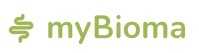 Logo mit einem stilisierten grünen Symbol, das einem Darm ähnelt, gefolgt von dem Text myBioma in hellgrüner Schrift auf weißem Hintergrund.